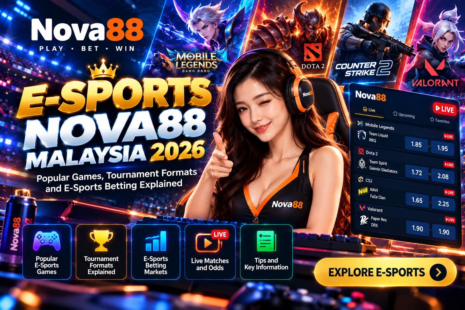 Nova88 E-Sports Malaysia 2026: Games, Tournaments & Odds